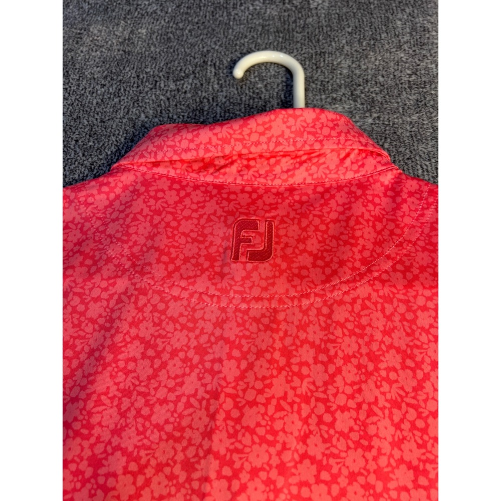 FootJoy Mens Naples Heritage 2023 Floral Golf Polo Shirt Coral Pink Large - Picture 7 of 9